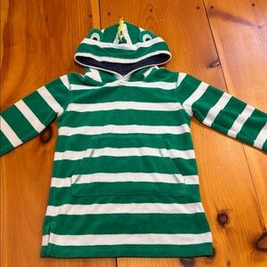 MINI BODEN 4-5 Green Stripe Toweling Terry Cotton Swim Tunic Hooded